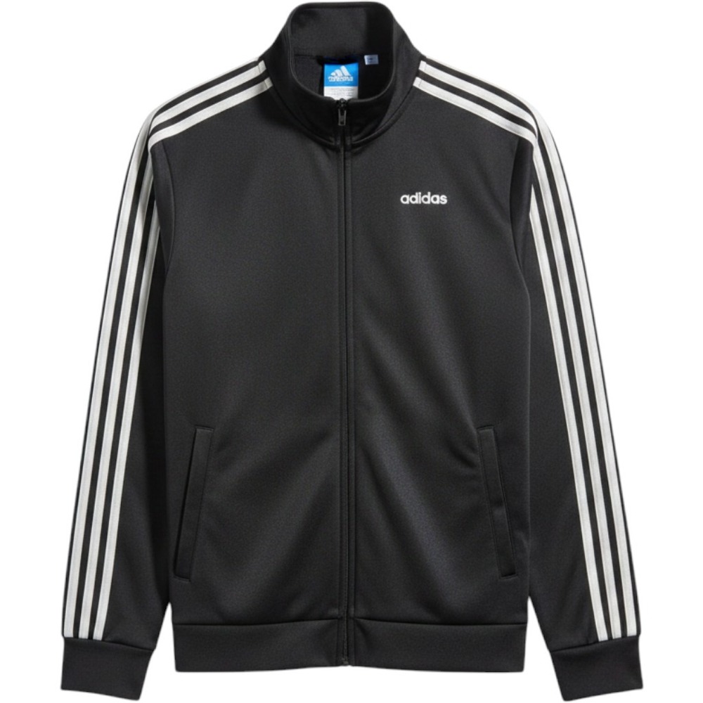 Adidas Track Jacket Boys XL Black White‎ 3-Stripe Full Zip Mock Neck Sportswear